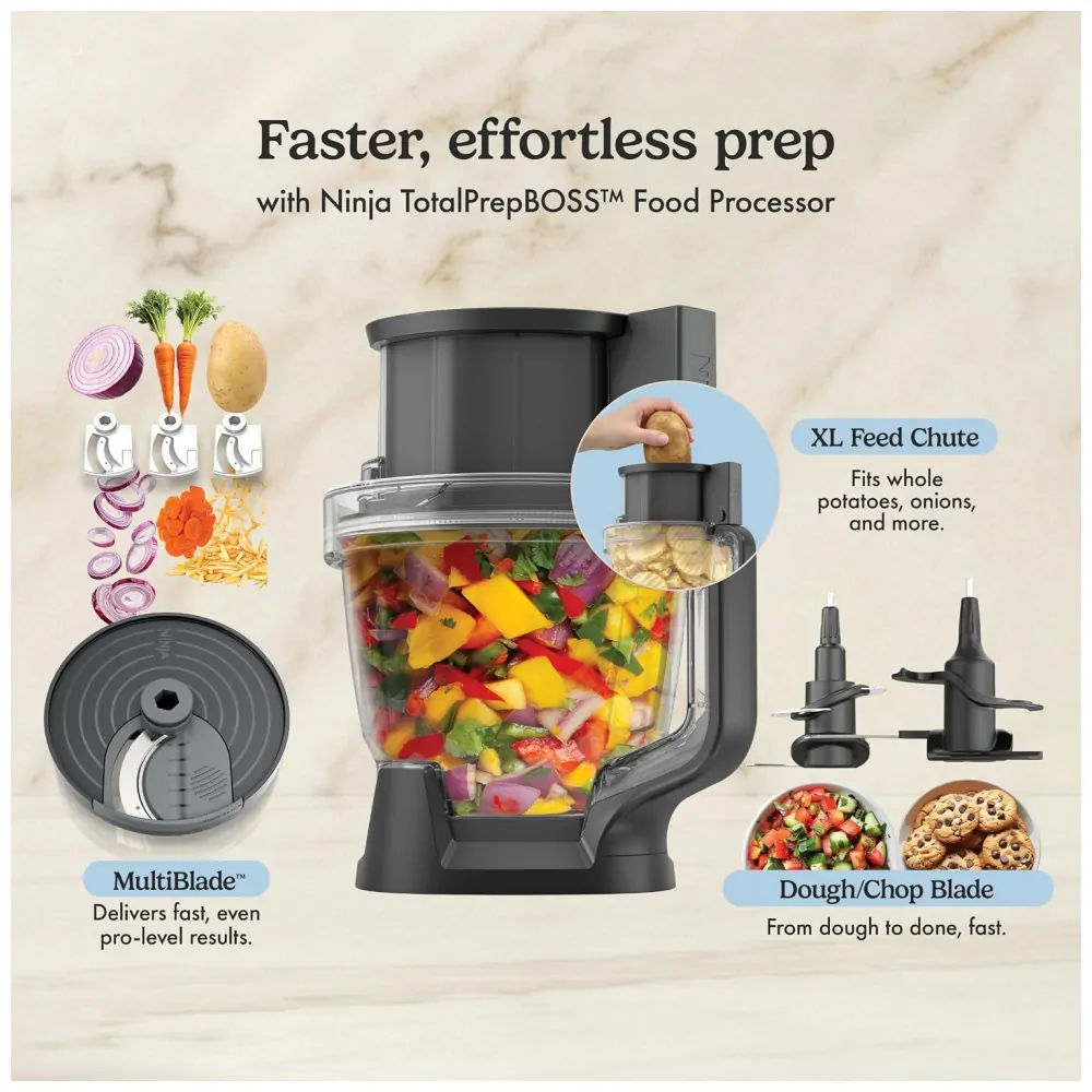 Liquidificador Ninja CrushBOSS 3 em 1 com Processador de Alimentos 1850W 72 oz Azul Marinho