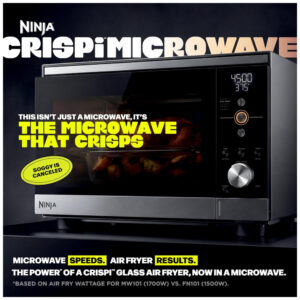 Micro ondas com Air Fryer Ninja Crispi MW101 14 em 1 Prata Bancada 0,9 Pés Cúbicos
