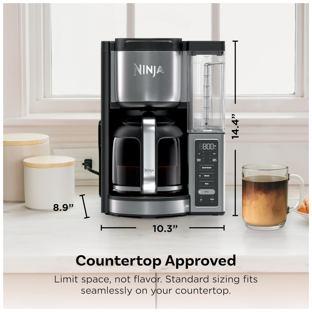 Cafeteira Programável Ninja Fresh Brew Premium XL Jarra de Vidro 14 Xícaras Aço Inox