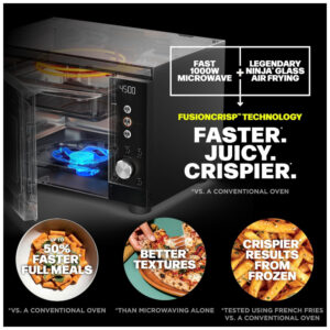 Forno Micro ondas e Air Fryer Ninja Crispi 5,2 L 5,5 qt 1700W 14 funções Preto para bancada