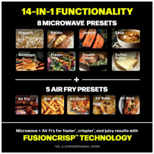 Forno Micro ondas e Air Fryer Ninja Crispi 5,2 L 5,5 qt 1700W 14 funções Preto para bancada