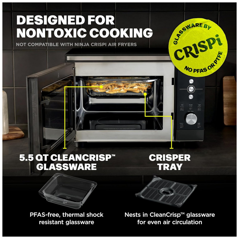Forno Micro ondas e Air Fryer Ninja Crispi 5,2 L 5,5 qt 1700W 14 funções Preto para bancada