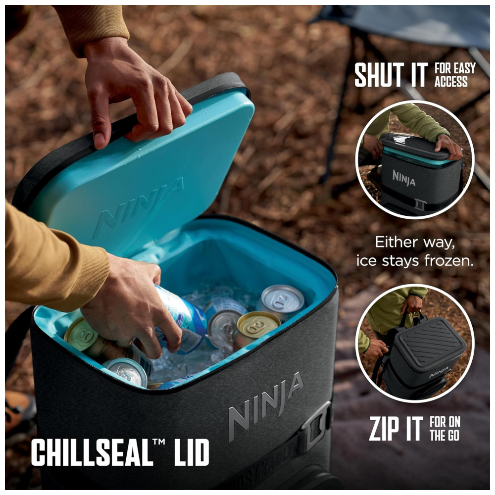 Mochila Ninja FrostVault Go Soft gelados. Armazenamento a seco. Cinza Carvão Cinza Escuro 24 Lata