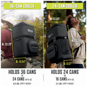Mochila Ninja FrostVault Go Soft gelados. Armazenamento a seco. Cinza Carvão Cinza Escuro 24 Lata