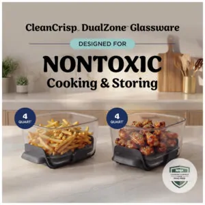 Air Fryer de Vidro Ninja Crispi DualZone 6 em 1 Duas Cubas de 3,8 L 4 qt 1785W Prata Cyberspace