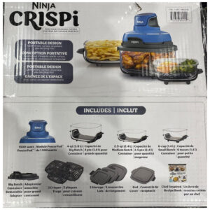 Air Fryer Portátil Ninja Crispi 3,8L Azul e Preto 1500W Até 230 C com Potes de Vidro
