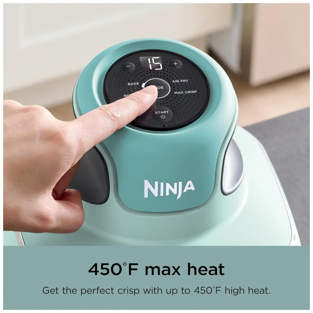 Air Fryer Ninja Crispi 4 em 1 Portátil com Potes de Vidro 3,8 L 4 qt e 6 Xícaras 232 C 450 F Mint