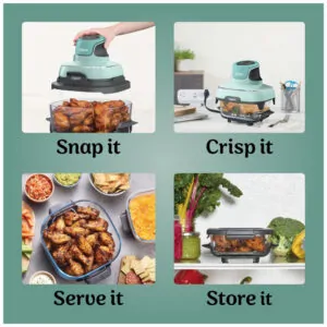 Air Fryer Ninja Crispi 4 em 1 Portátil com Potes de Vidro 3,8 L 4 qt e 6 Xícaras 232 C 450 F Mint