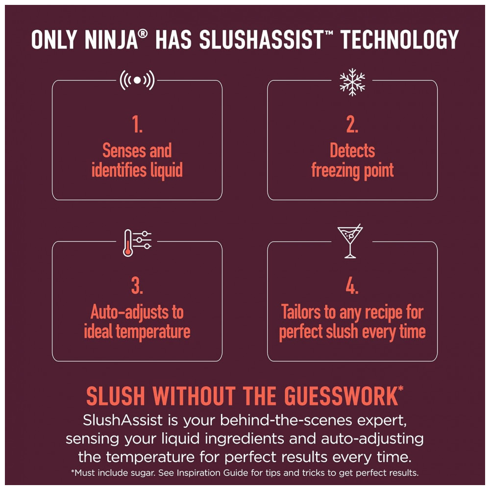 Máquina de Slush Ninja SLUSHi Smart 2,6 L Máquina de Frozen Drink Automática Sem Gelo Residencial