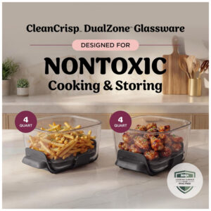 Air Fryer Ninja Crispi DualZone de Vidro 7,6 L 8 qt Rose Quartz Cozinha Sem Óleo