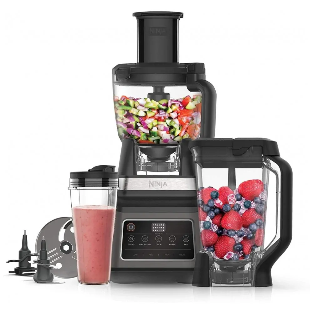 Liquidificador e Processador de Alimentos Ninja BN800 3 em 1 Auto iQ 1200 W com Copo Pessoal 700 ml 220V